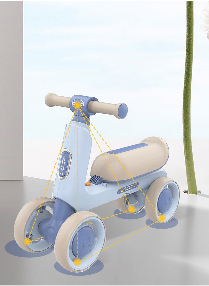 Baby Balance Bike for 1-3 Years, Kids Bike 4-wheel with Adjustable Seat, Indoor Outdoor Toddlers Riding Toys