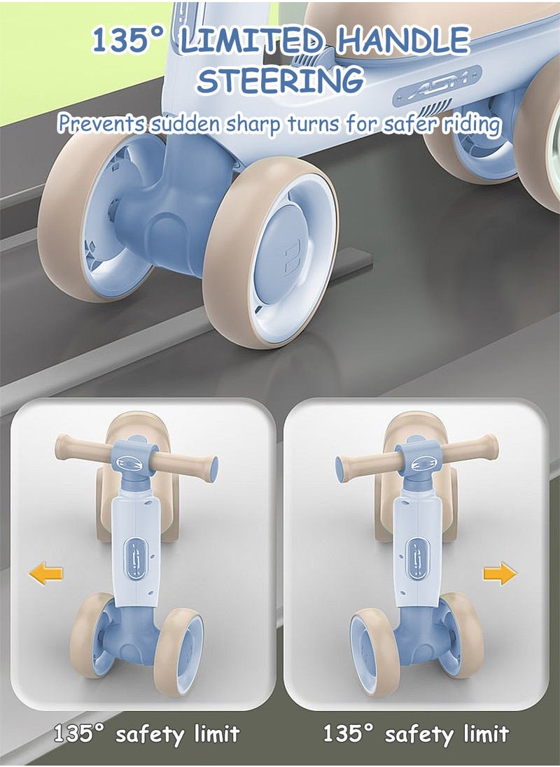 Baby Balance Bike for 1-3 Years, Kids Bike 4-wheel with Adjustable Seat, Indoor Outdoor Toddlers Riding Toys