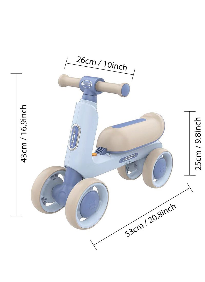 Baby Balance Bike for 1-3 Years, Kids Bike 4-wheel with Adjustable Seat, Indoor Outdoor Toddlers Riding Toys