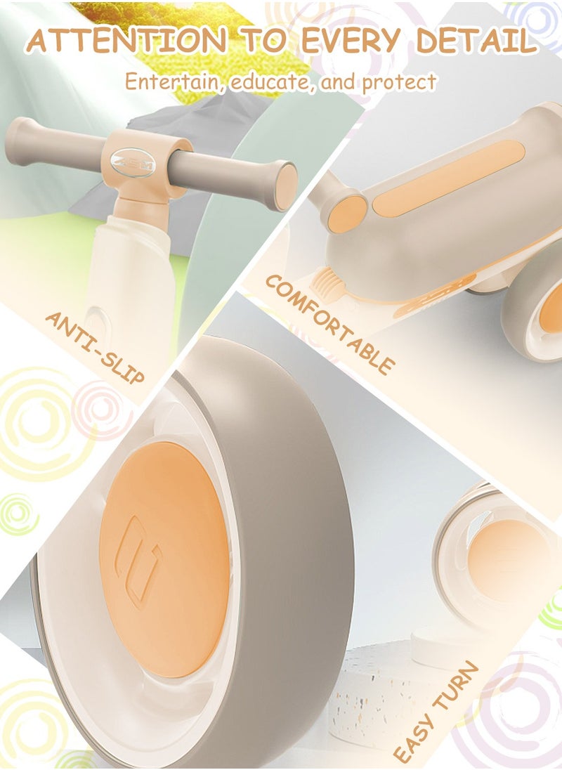 Baby Balance Bike for 1-3 Years, Kids Bike 4-wheel with Adjustable Seat, Indoor Outdoor Toddlers Riding Toys