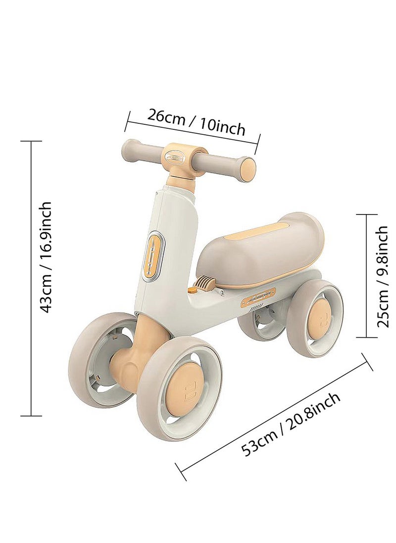 Baby Balance Bike for 1-3 Years, Kids Bike 4-wheel with Adjustable Seat, Indoor Outdoor Toddlers Riding Toys