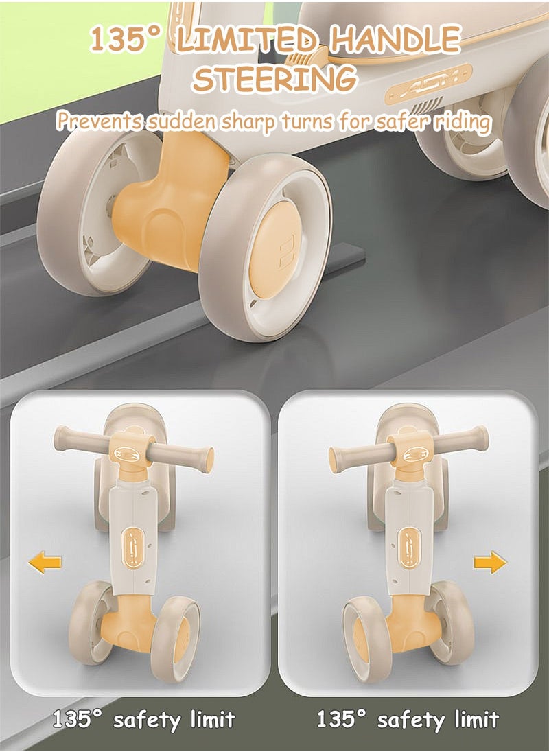 Baby Balance Bike for 1-3 Years, Kids Bike 4-wheel with Adjustable Seat, Indoor Outdoor Toddlers Riding Toys