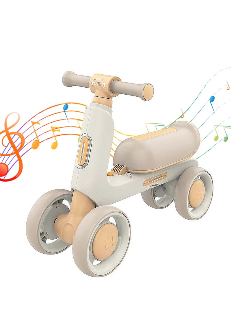 Baby Balance Bike for 1-3 Years, Kids Bike 4-wheel with Adjustable Seat, Indoor Outdoor Toddlers Riding Toys