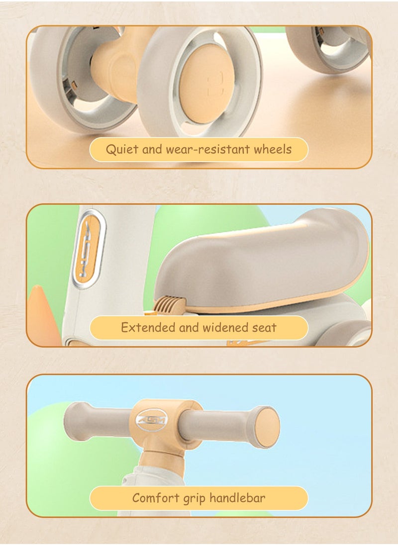 Baby Balance Bike for 1-3 Years, Kids Bike 4-wheel with Adjustable Seat, Indoor Outdoor Toddlers Riding Toys