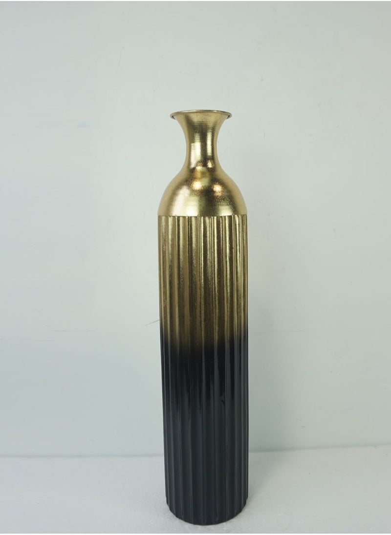 DECORHILLS High Decorative Black and Gold Metal Floor Vase | Elegant Home Décor Vase | Vase for Home Decoration