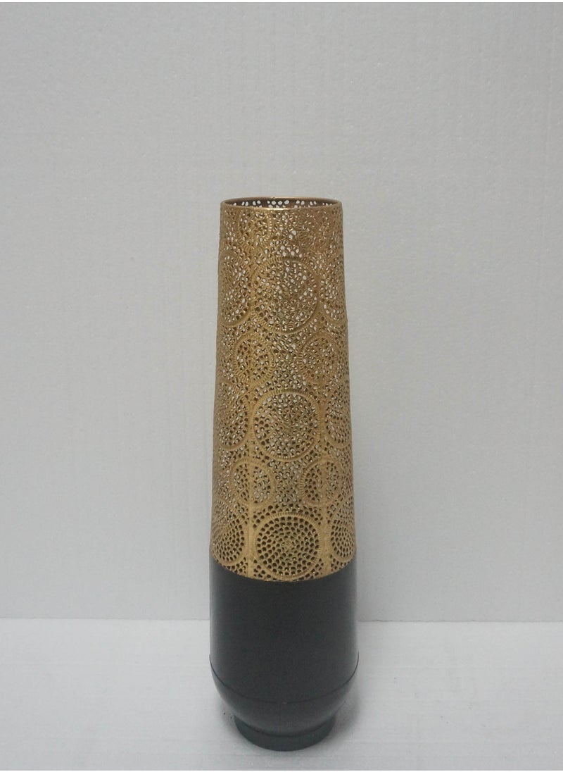 DECORHILLS 1Pcs High Decorative Black and Gold Metal Floor Vase | Elegant Home Décor Vase | Vase for Home Decoration