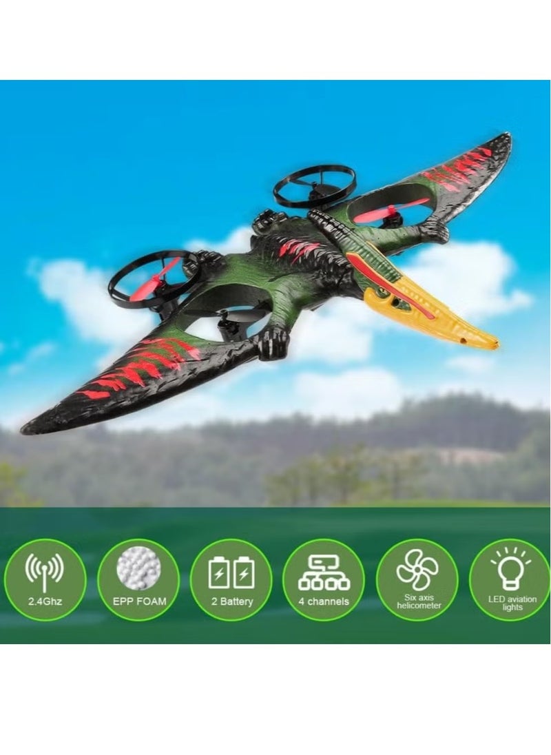 Dragon Remote Control Airplane – RC Dinosaur Plane 2.4G 6-Axis Gyro EPP Foam RC Aircraft, One Key Take Off, 360° Rotation, Easy to Fly RC Glider for Kids & Beginners – Fun Flying Toy (Green)