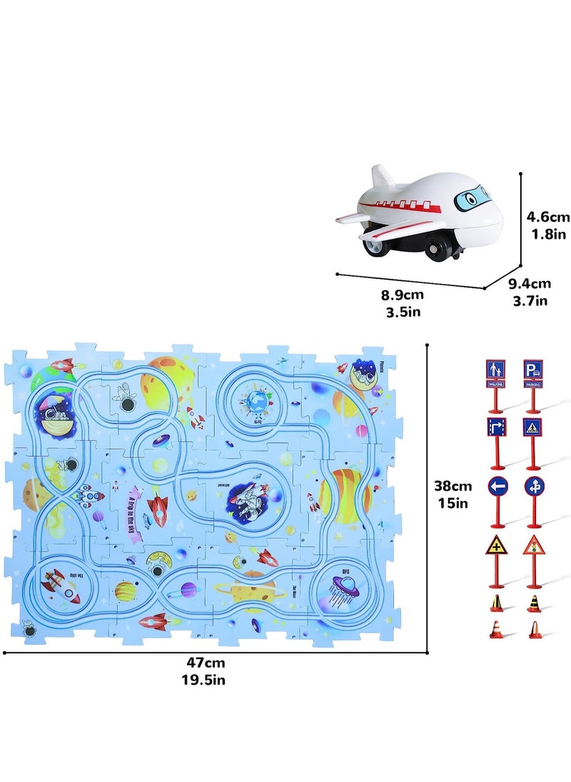 New Plastic Puzzles for Kids Ages 3-5 with A Cute Vehicle, Toddler Puzzles Gift, Critical Thinking Educational Toys, Toys for 3 4 5 6 Year Old Boys Girls, Fun Race Car Track Montessori Toys for Kids