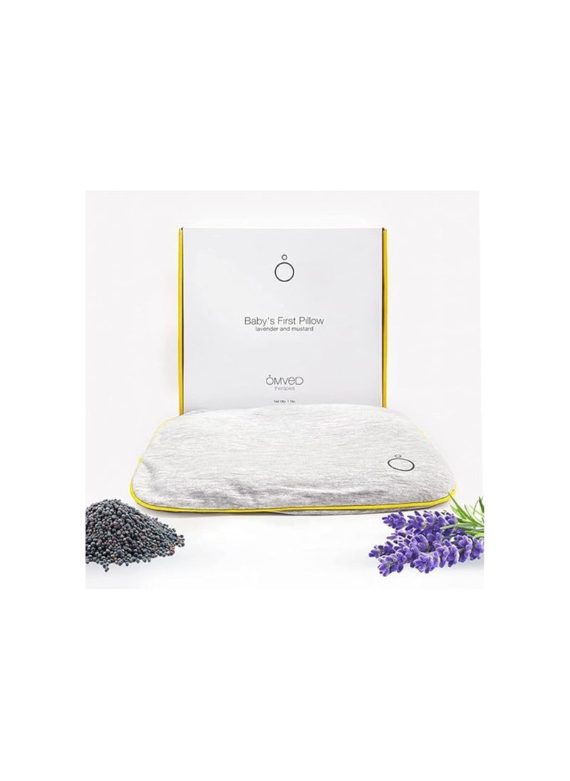 Omved Baby's Cotton Head Shaping Mustard Seeds Pillow with Lavender (Light Grey, Medium)