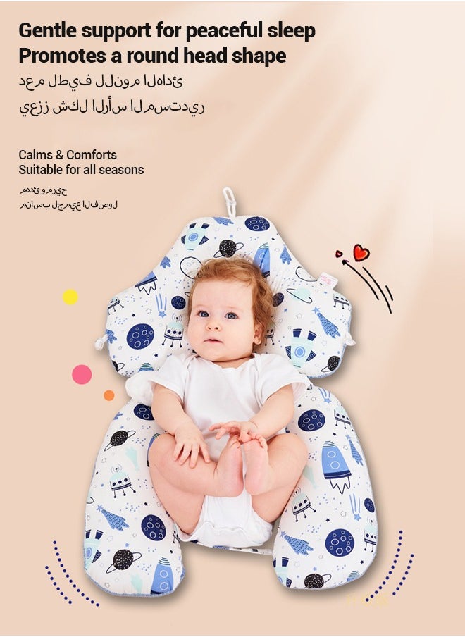 “Baby Soothing Shaping Pillow - Mandi Animal City Tencel Drawstring + Detachable Support Pillar, Pearl Cotton Filling, Pure Cotton Cover”