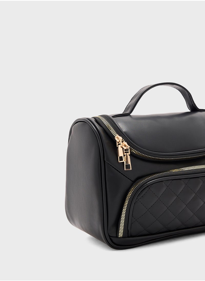 Quilted Panel Cosmetic Bag