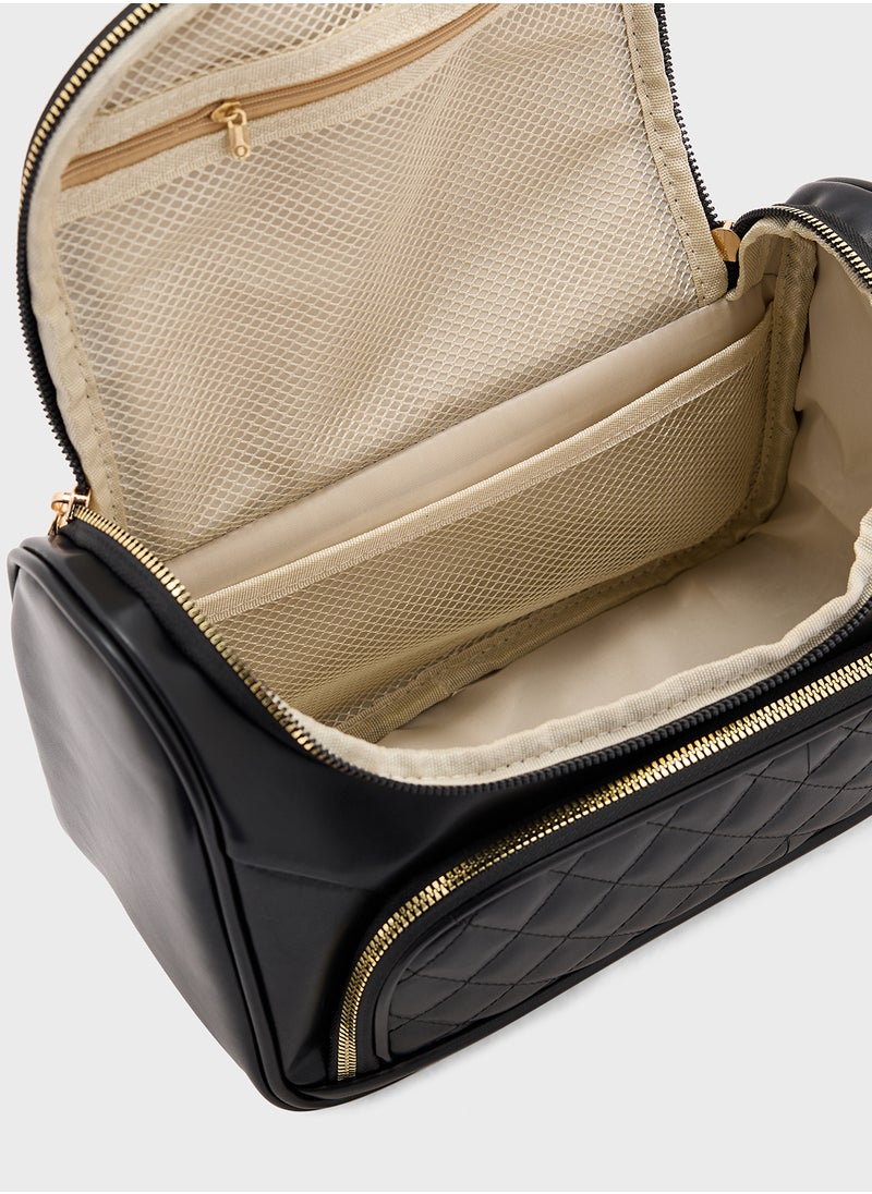Quilted Panel Cosmetic Bag