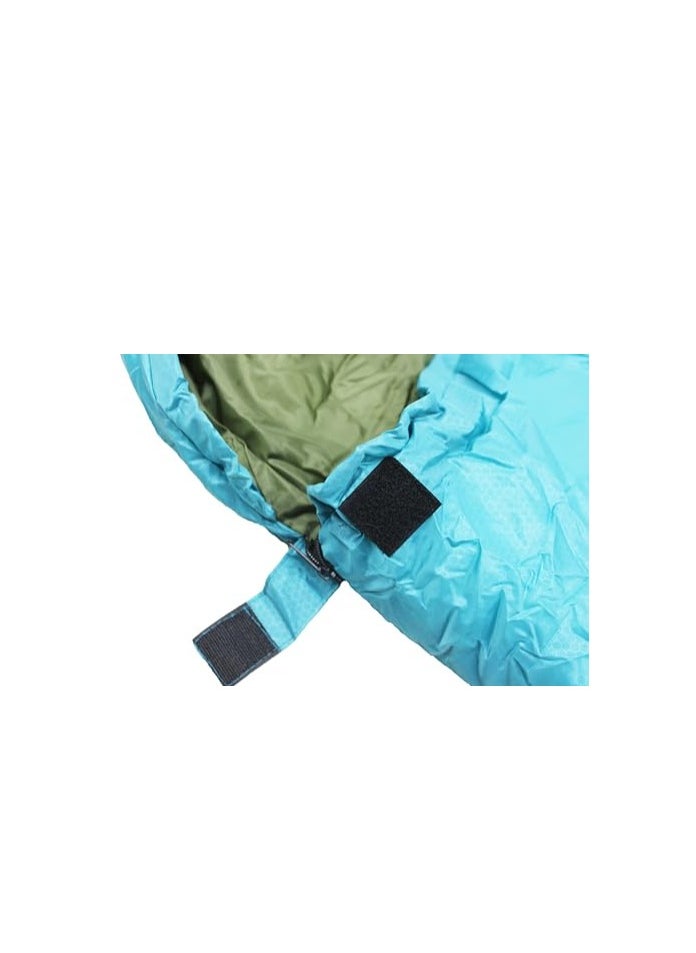 Camping Outdoor Sleeping Bag Include Compression Bag Zipper Adjustable Hood Waterproof Breathable and Portable for All Seasons Blue