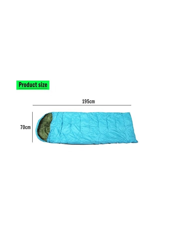 Camping Outdoor Sleeping Bag Include Compression Bag Zipper Adjustable Hood Waterproof Breathable and Portable for All Seasons Blue