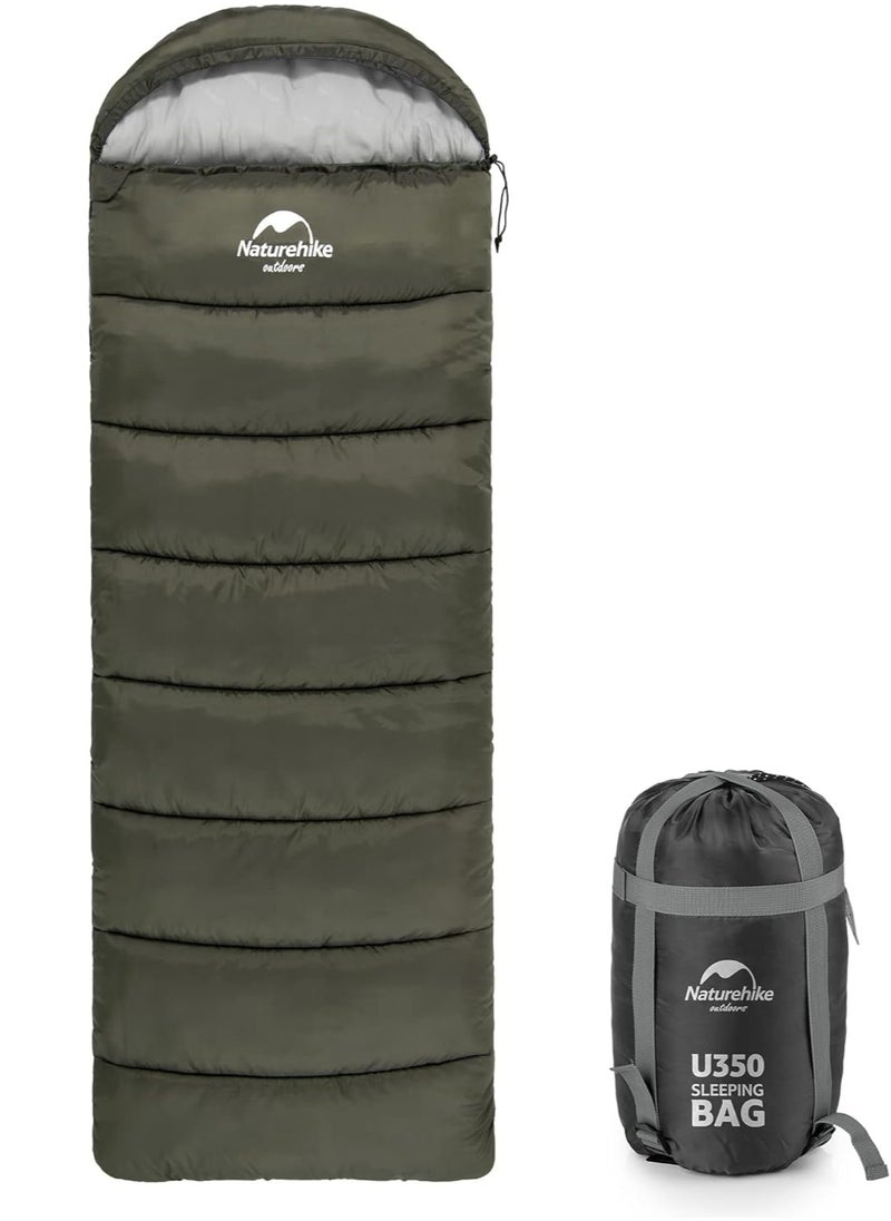 Naturehike U Series Envelope Sleeping Bag with Hood – Lightweight & Compact for Camping, Hiking & Backpacking – Army Green, U350