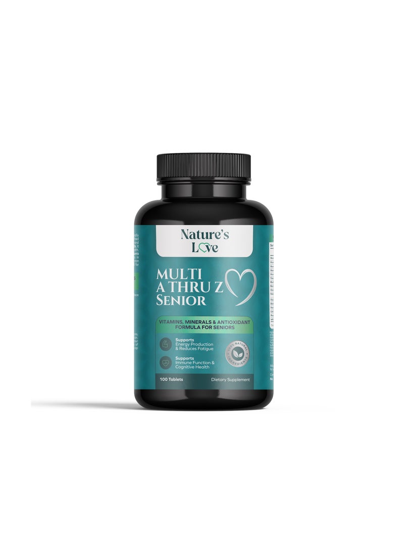 Nature's Love Multi A Thru Z Senior - Complete Multivitamin for Energy and Wellness for Adults 50+ - 100 Tablets