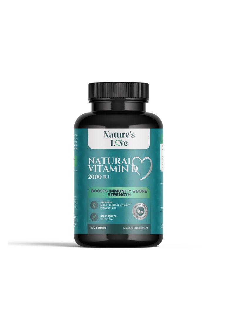 Nature's Love Natural Vitamin D 2000 IU - Immune and Bone Health Support - 100 Softgels