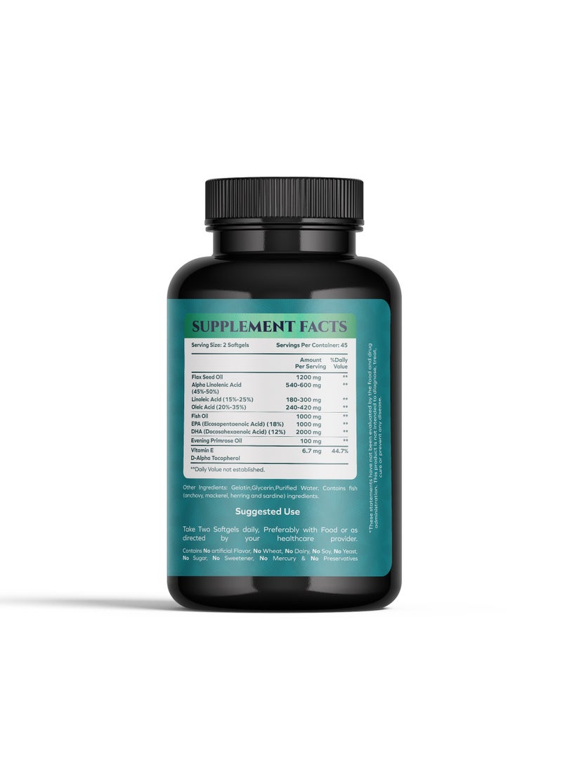 Nature's Love Natural Triple Omega 369 2000mg - Omega-3, 6, & 9 for Heart, Joint & Skin Health - 90 Softgels