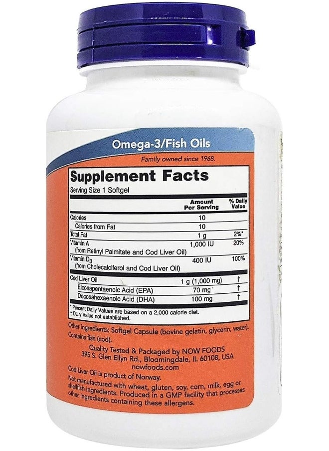Now Foods, Cod Liver Oil, 1,000 Mg, 90 Softgels