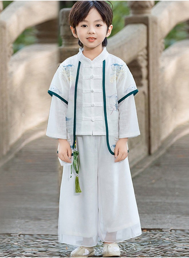 Boys' Hanfu Chinese Style Set Shirt Pants Two-piece Suits Spring And Autumn  New Children's Tang Dynasty Fashion Clothes unisex