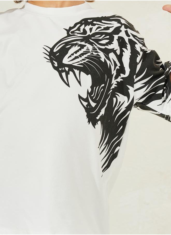 Tiger Graphic Print T-Shirt & Joggers Set