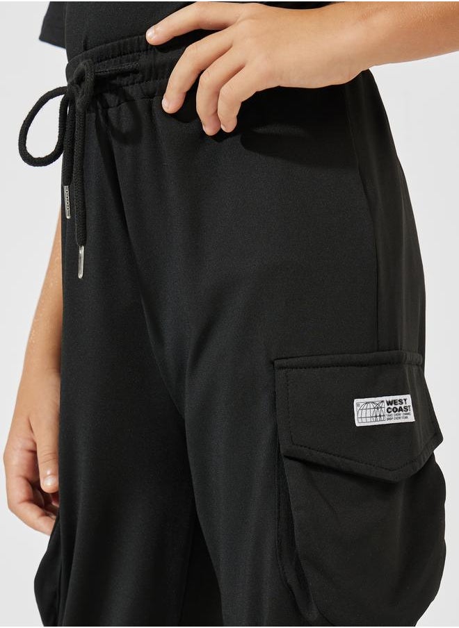 Patch Detail Hooded Top & Cargo Joggers Set