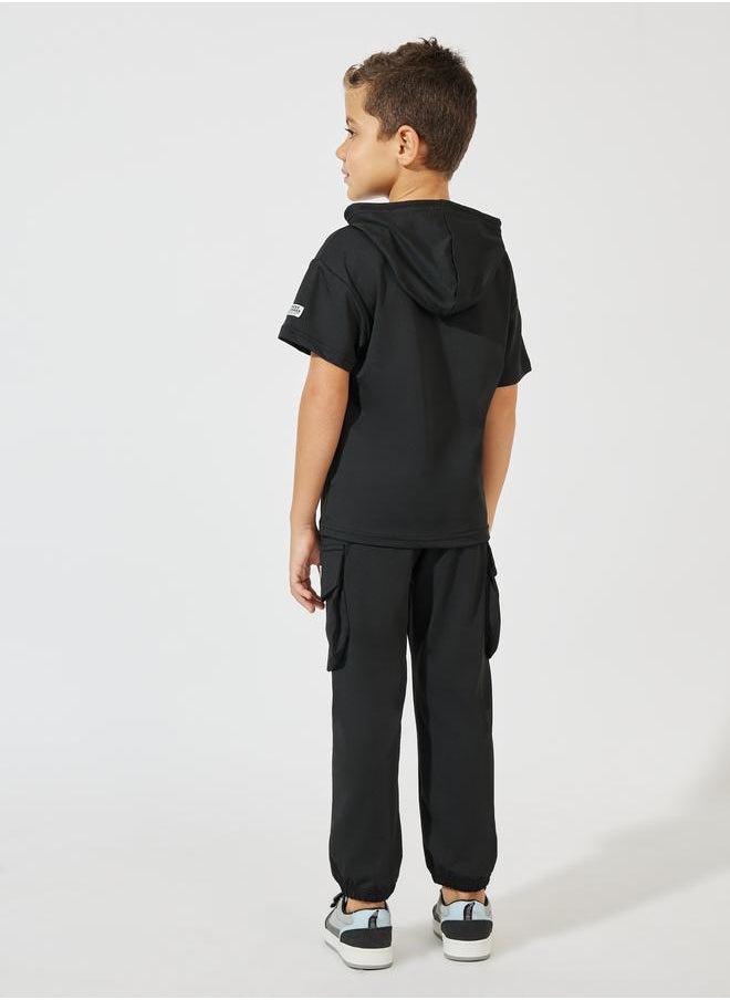 Patch Detail Hooded Top & Cargo Joggers Set