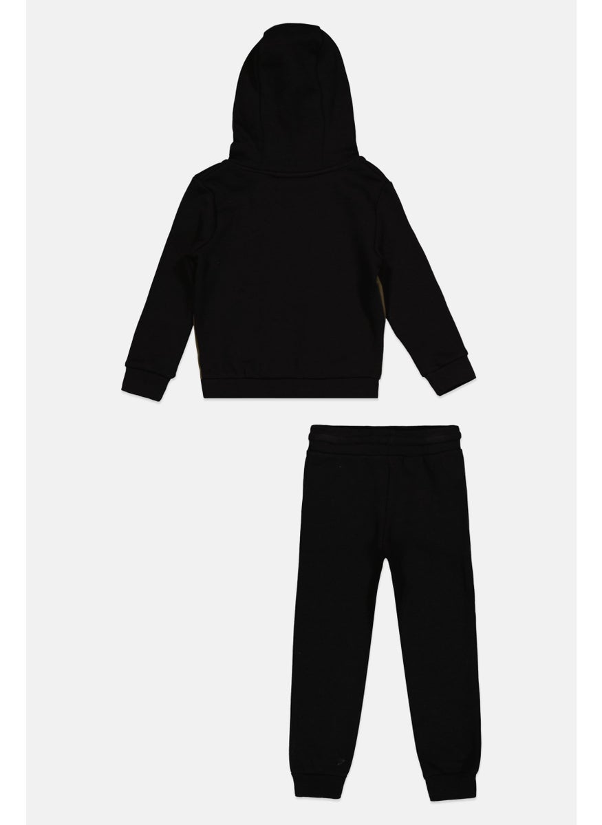 Toddlers Boy 2 pcs Brand Logo Hoodies And Jogger Pants, Black