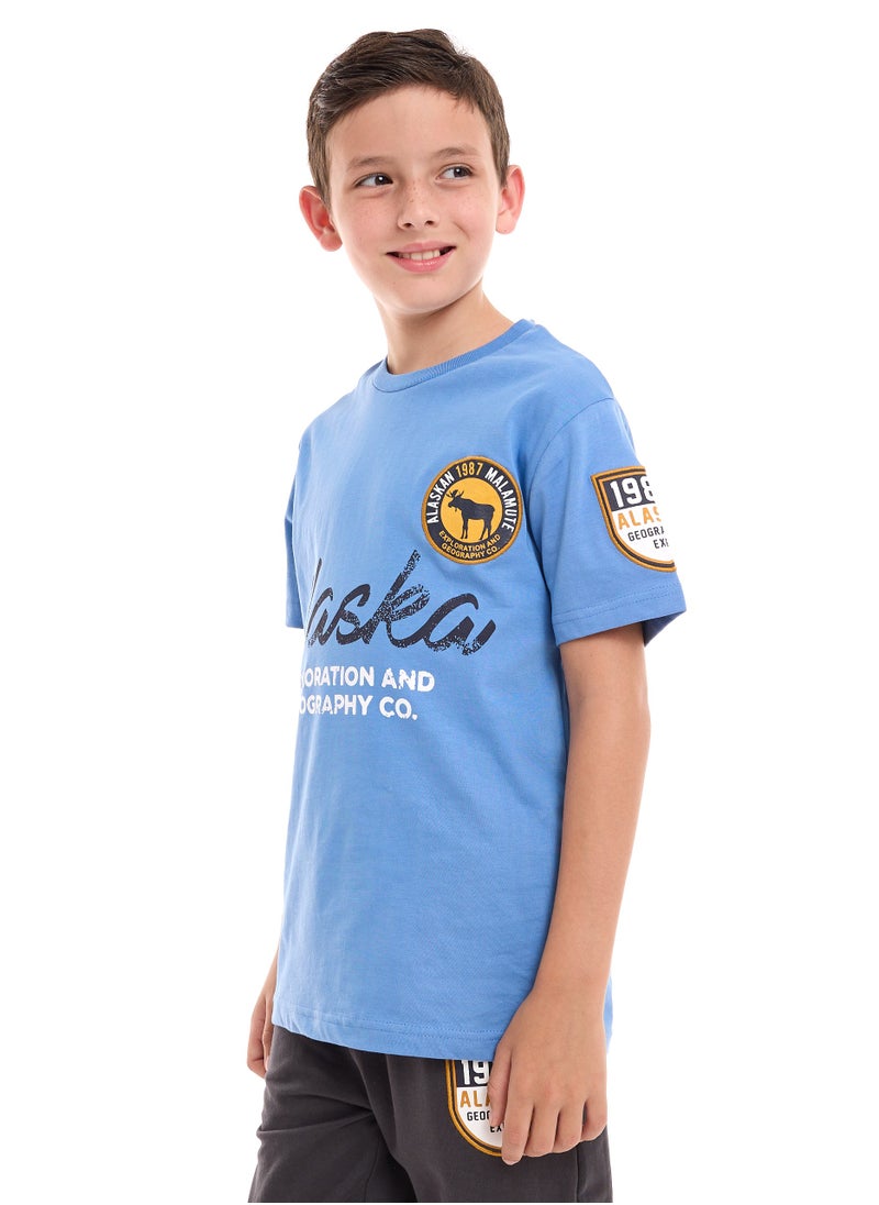 Boys  2-Piece T-Shirt & Jogger Set - Blue - Grey