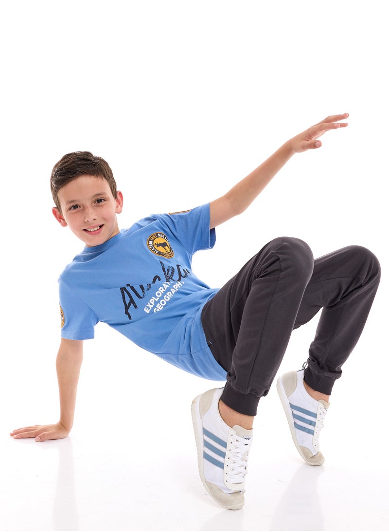 Boys  2-Piece T-Shirt & Jogger Set - Blue - Grey
