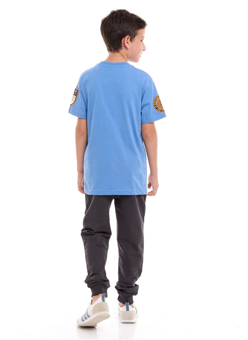 Boys  2-Piece T-Shirt & Jogger Set - Blue - Grey