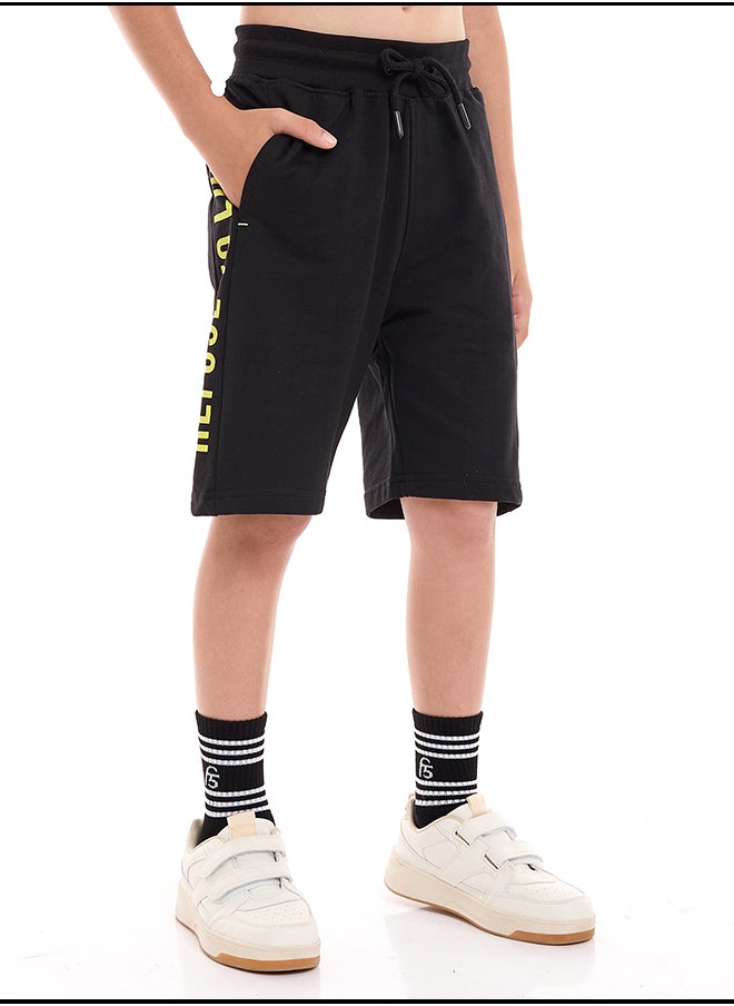 Boys' 2-Piece Outfit: Olive T-Shirt & Black Shorts (6-12 Years)