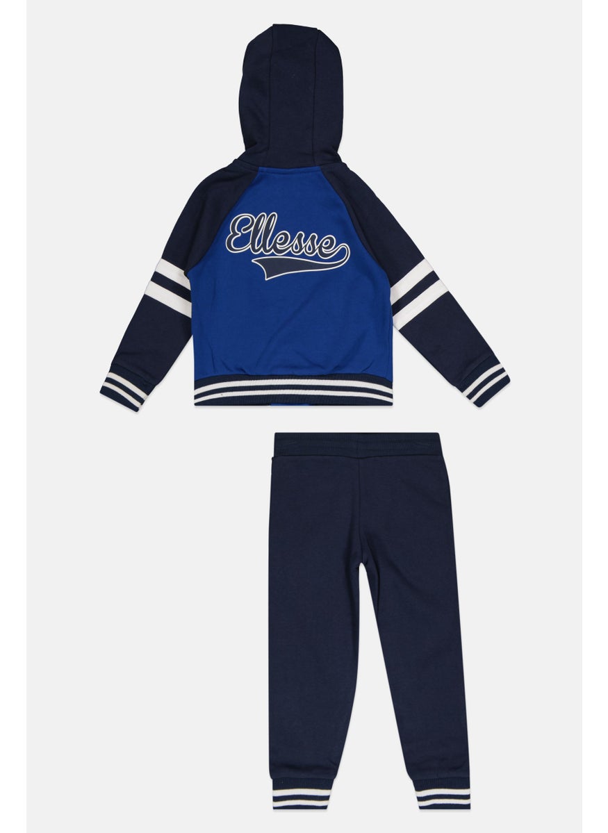Toddlers Boy 2 Pcs Brand Logo Sweatershirt And Jogger Pants Set, Navy