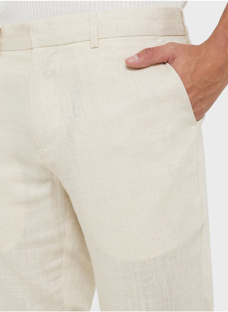 Slim Fit Linen Trousers