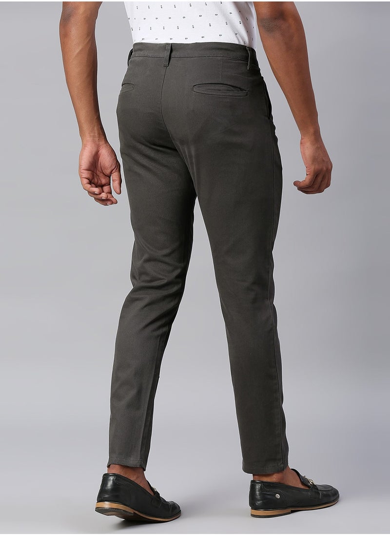 Dark Grey Chinos for Men - Tapered Fit, 100% Cotton