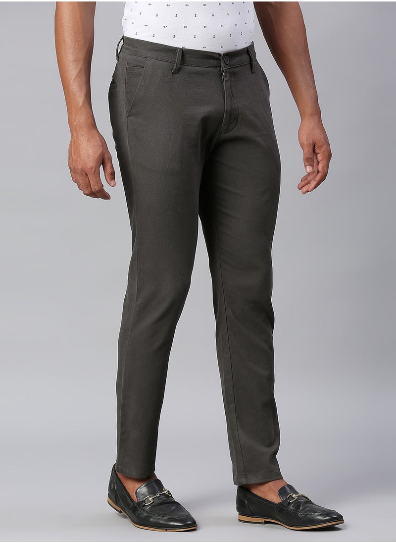 Dark Grey Chinos for Men - Tapered Fit, 100% Cotton