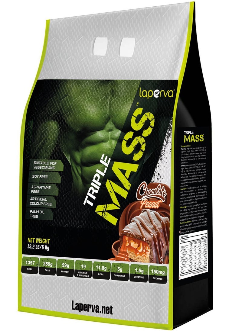 Triple Mass Gainer  Protein Chocolate Peanut Flavor 6Kg