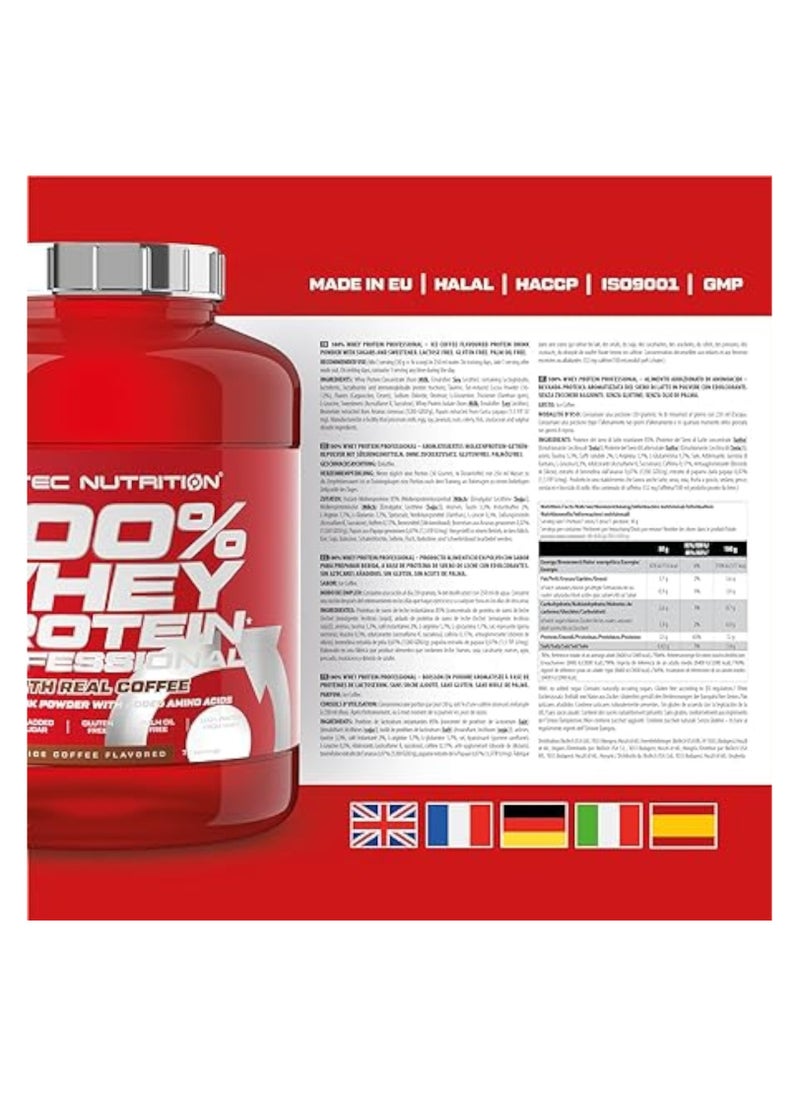 100% Whey Protein Professional Protein Powder Drink With Added Amino Acids, Ice Coffee Flavour, 78 Servings