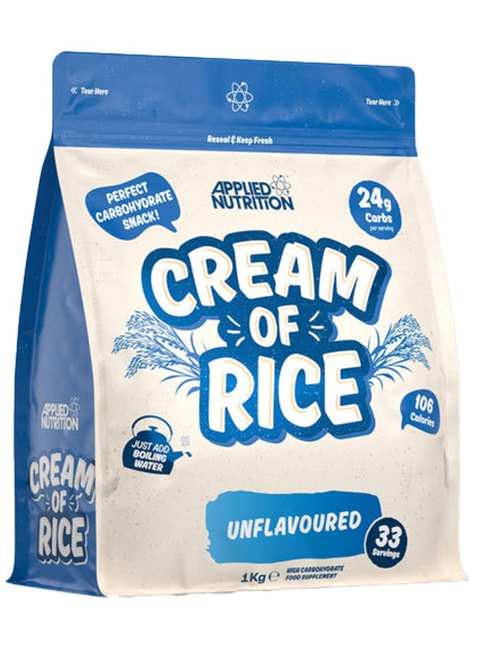 Cream of Rice - 1kg Unflavoured, High-Quality Carbohydrate Supplement for Energy & Recovery, Gluten-Free