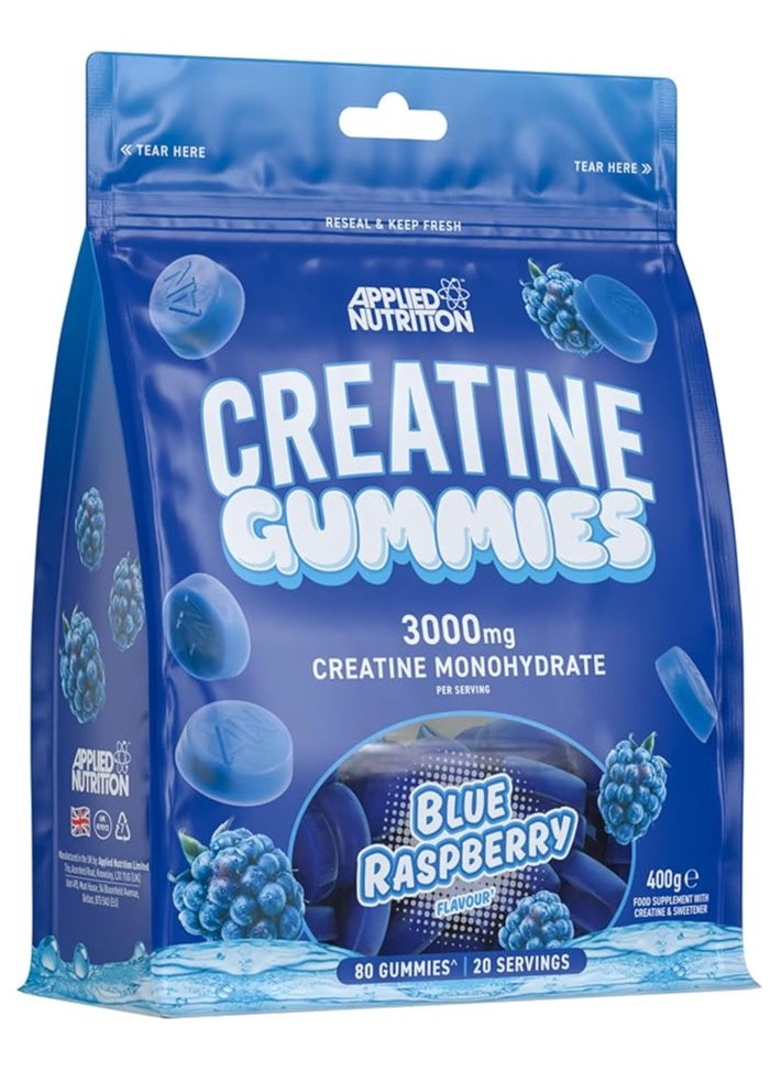 Applied Nutrition Creatine Gummies 3000mg  80 Chewable Vegan Gummies Blue Raspberry Flavor