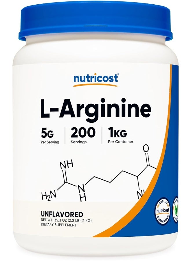 L-Arginine Powder 1Kg - Pure L-Arginine, 5G Per Serving