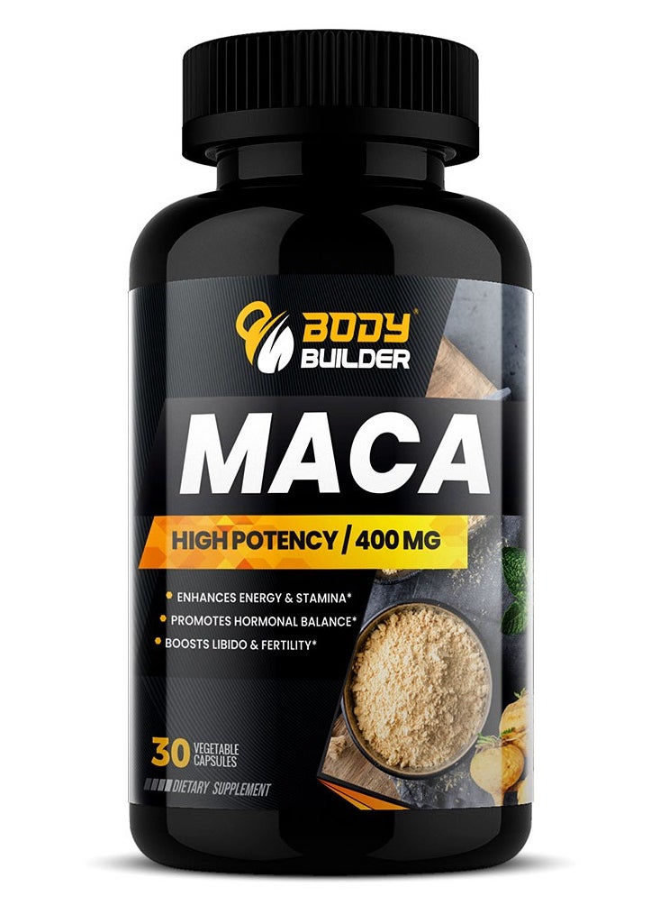 Maca 400mg - 30 Veggie Capsules for Enhanced Stamina, Energy, and Performance