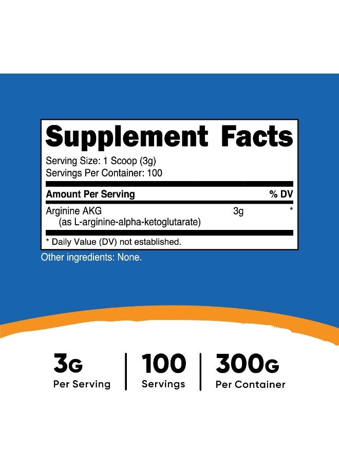 Cellusyn Arginine AKG Powder 300 Grammes (AAKG) - 3G Per Serving And 100 Servings - Pure Arginine Alpha Ketoglutarate