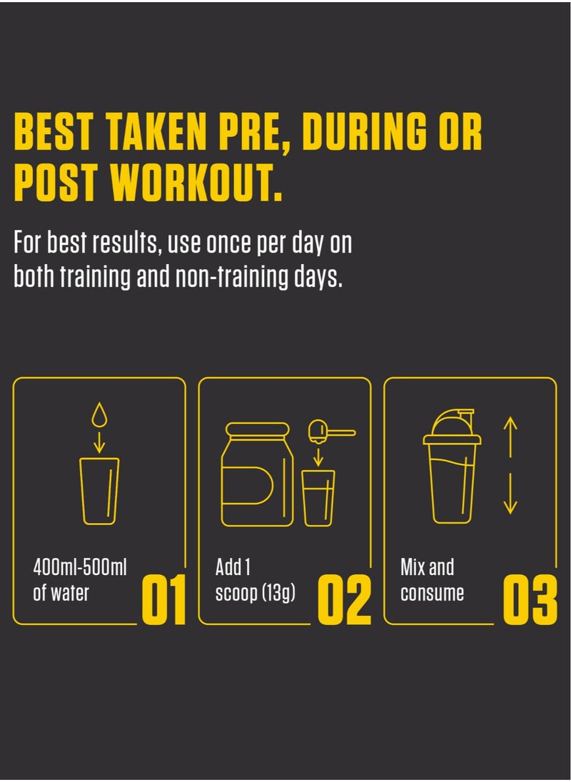 Fuel Up by Kcal BCAA Fruit Punch Flavour - 13g Per Serving (10g BCAA) - 25 Servings Total - 2:1:1 Ratio for Recovery - Pre-, Intra-, and Post-Workout Supplement