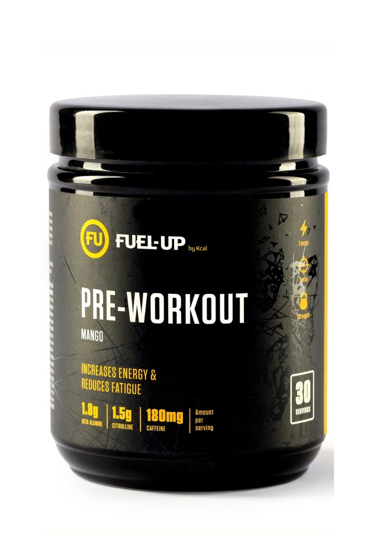 Fuel Up by Kcal BCAA Mango Flavour - 13g Per Serving (10g BCAA) - 25 Servings Total - 2:1:1 Ratio for Muscle Recovery - Pre, Intra, and Post-Workout Supplement
