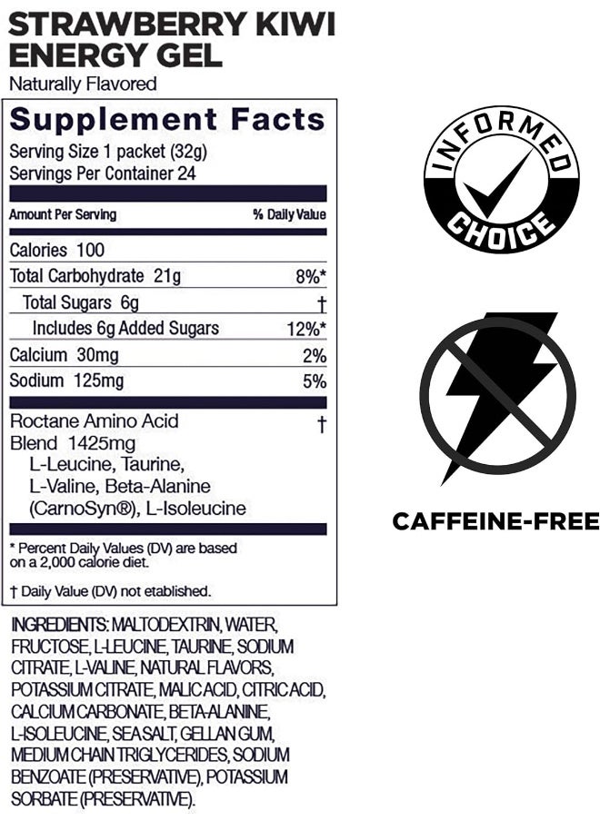 Roctane Ultra Endurance Energy Gel, 24-Count (Strawberry Kiwi, 24-COUNT)