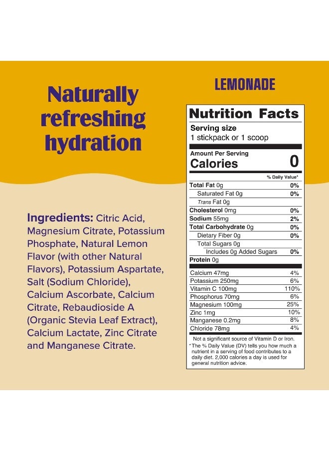 Hydration Electrolyte Powder- 30 Servings- Keto And Sugar Free- Feel Replenished, Revitalized- Naturally Sweetened- Non- GMO And Vegan Electrolyte Drink Mix- Lemonade