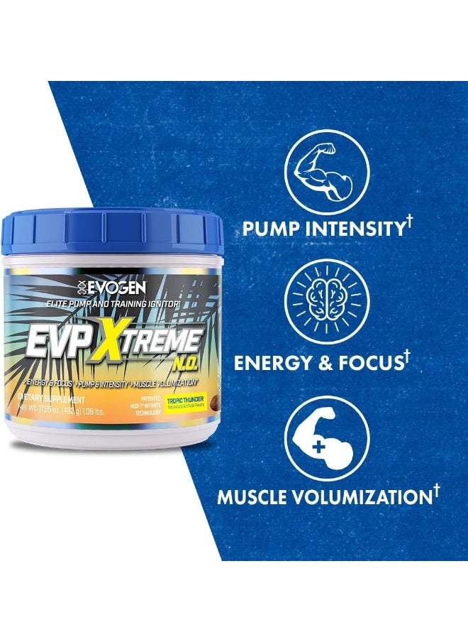 Nutrition Evp Xtreme No Arginine Nitrate Beta Alanine Citrulline Pre-Workout Nitric Oxide Pumps 40 Servings Tropic Thunder