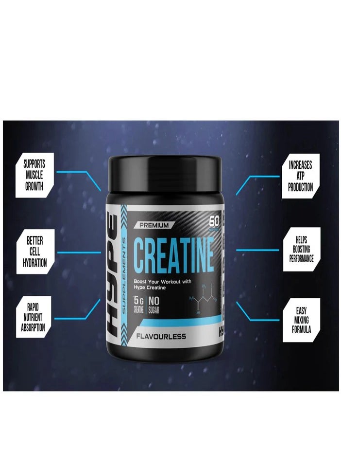 HYPE PREMIUM CREATINE UNFLAVORED 60 SERVINGS 300G