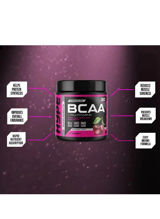 HYPE PREMIUM BCAA GLUTAMINE CHERRY FLAVOUR 30 SERVINGS 300G